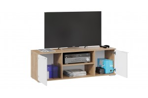 Тумба под ТВ Хилтон Исп.2 Дуб Крафт золотой, Белый матовый