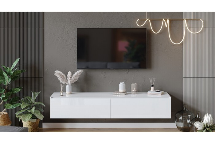 Модульная гостиная «Глосс» Яблоня Беллуно, Белый глянец, Стекло Белый глянец