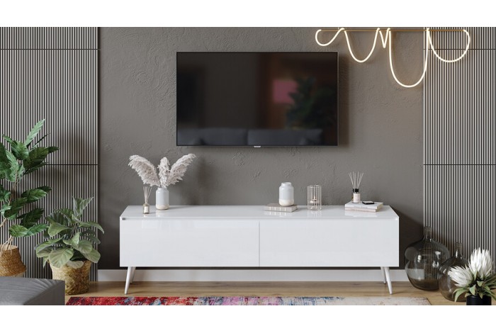 Модульная гостиная «Глосс» Яблоня Беллуно, Белый глянец, Стекло Белый глянец