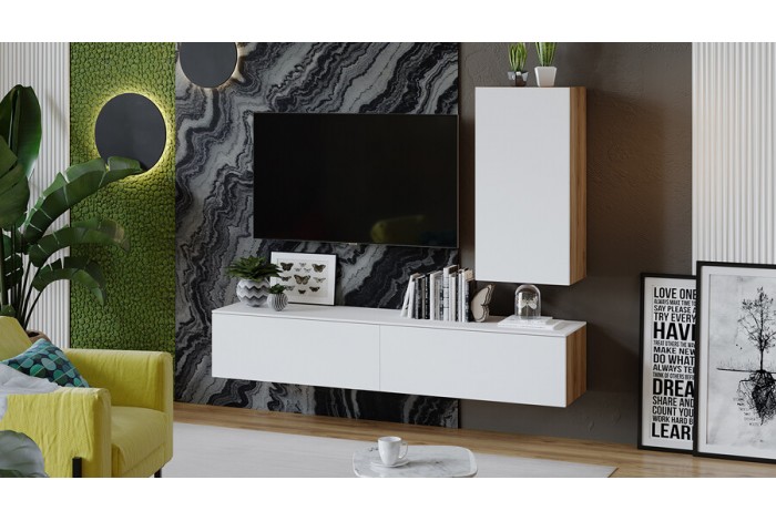 Модульная гостиная «Порто» Яблоня Беллуно, Белый софт