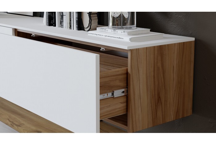 Модульная гостиная «Порто» Яблоня Беллуно, Белый софт