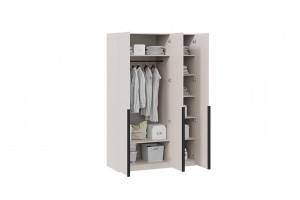 Шкаф для одежды Порто (580) с 2 глухими и 1 зеркальной дверями Кашемир матовый, Кашемир сатин