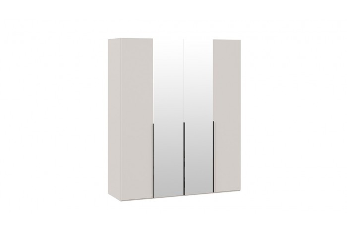 Шкаф для одежды «Порто» (580) с 2 глухими и 2 зеркальными дверями - СМ-393.07.108 Кашемир матовый, Кашемир сатин