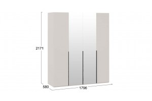 Шкаф для одежды Порто (580) с 2 глухими и 2 зеркальными дверями Кашемир матовый, Кашемир сатин