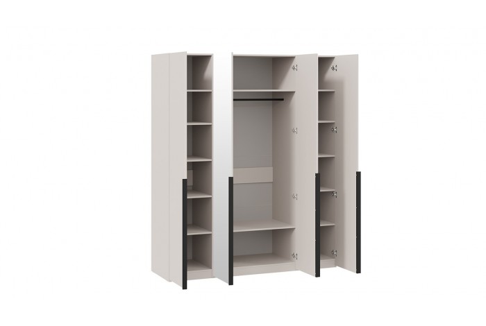 Шкаф для одежды «Порто» (580) с 2 глухими и 2 зеркальными дверями - СМ-393.07.108 Кашемир матовый, Кашемир сатин