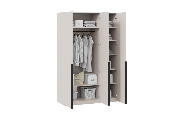 Шкаф для одежды «Порто» (580) с 3 глухими дверями - СМ-393.07.113 Кашемир матовый, Кашемир сатин