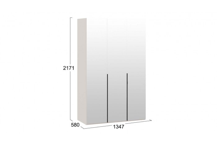 Шкаф для одежды «Порто» (580) с 3 зеркальными дверями - СМ-393.07.111 Кашемир матовый