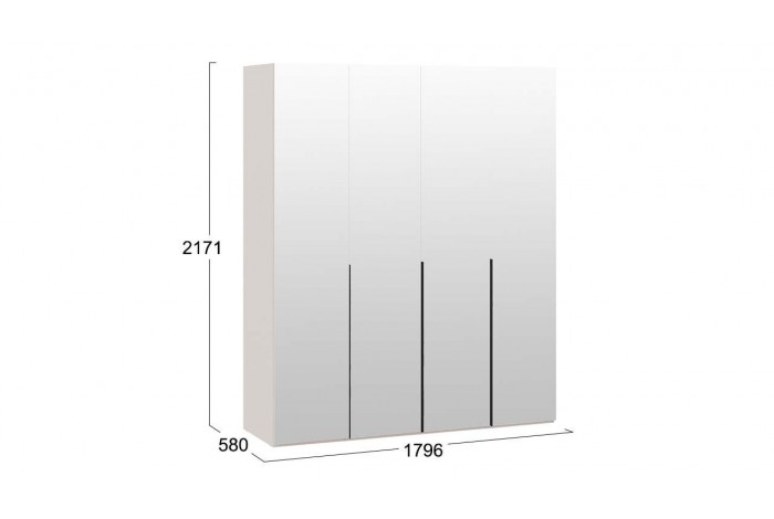 Шкаф для одежды «Порто» (580) с 4 зеркальными дверями - СМ-393.07.109 Кашемир матовый