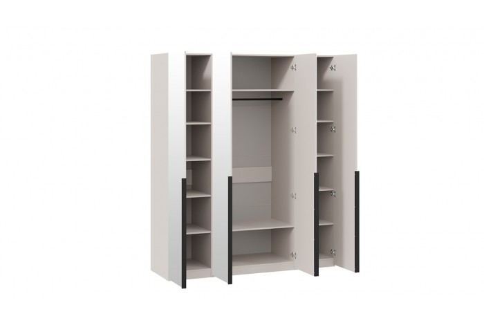 Шкаф для одежды «Порто» (580) с 4 зеркальными дверями - СМ-393.07.109 Кашемир матовый