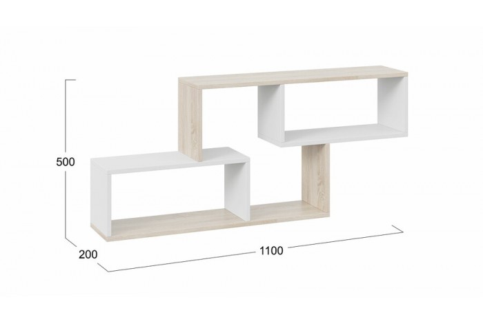 Полка настенная Тип 4 Дуб Сонома, Белый (поры дерева)