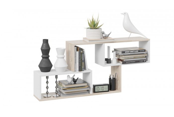 Полка настенная Тип 4 Дуб Сонома, Белый (поры дерева)