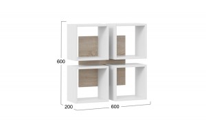 Полка настенная Тип 8 Дуб Сонома, Белый (поры дерева)