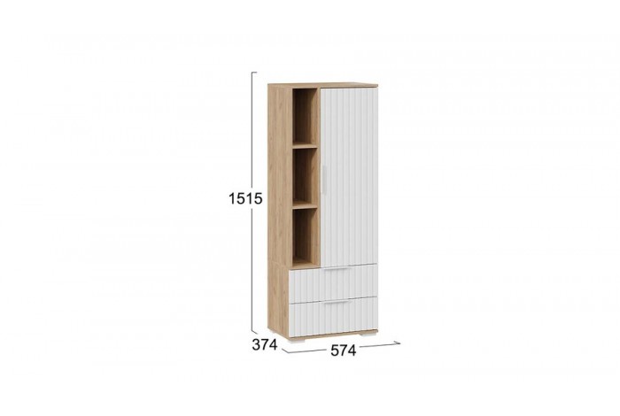 Шкаф для посуды «Хилтон» Исп.2 - 413.26 Дуб Крафт золотой, Белый матовый