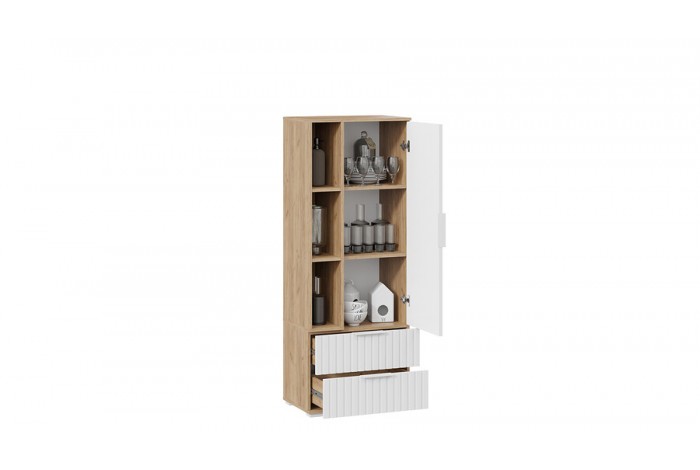 Шкаф для посуды «Хилтон» Исп.2 - 413.26 Дуб Крафт золотой, Белый матовый