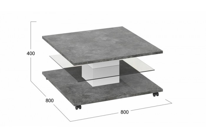 Стол журнальный «Diamond» тип 1 Белый, Ателье темный глянец