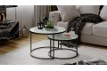 Стол журнальный «Вега» Черный, Стекло белый мрамор