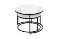 Стол журнальный «Вега» Черный, Стекло белый мрамор
