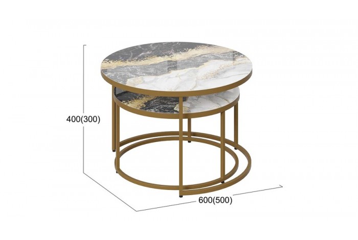 Стол журнальный «Вега» Золото, Стекло Золотой мрамор