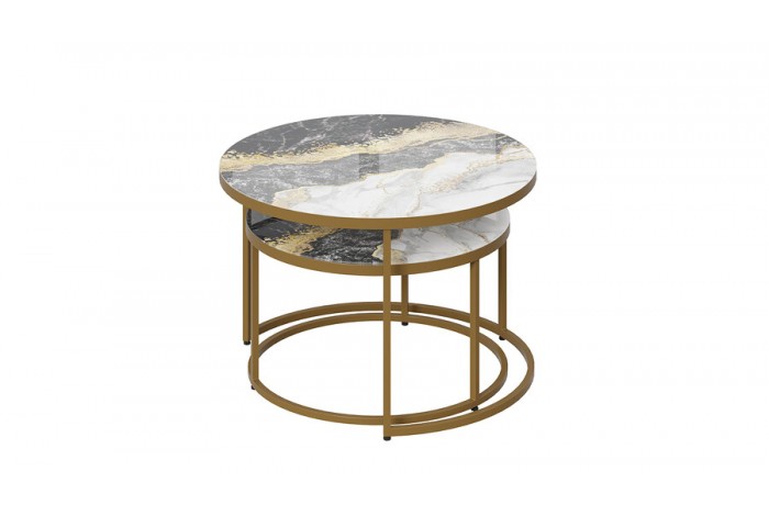 Стол журнальный «Вега» Золото, Стекло Золотой мрамор