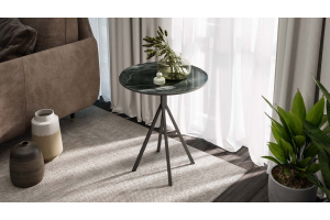 Стол журнальный ДП 1-04-14 Черный, Стекло Камень №12