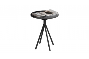Стол журнальный ДП 1-04-14 Черный, Стекло Камень №12