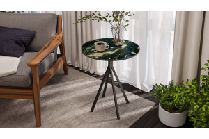 Стол журнальный ДП 1-04-14 Черный, Стекло Камень №7