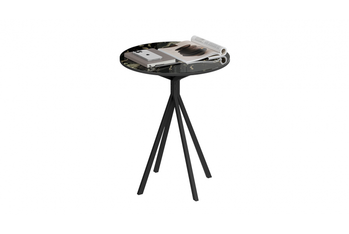 Стол журнальный ДП 1-04-14 Черный, Стекло Камень №7