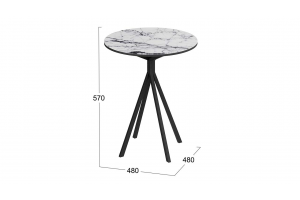 Стол журнальный ДП 1-04-14 Черный, Стекло Мрамор белый