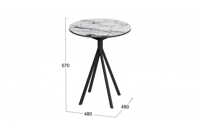 Стол журнальный ДП 1-04-14 Черный, Стекло Мрамор белый