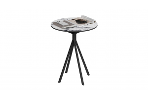 Стол журнальный ДП 1-04-14 Черный, Стекло Мрамор белый