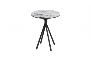 Стол журнальный ДП 1-04-14 Черный, Стекло Мрамор белый