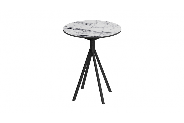 Стол журнальный ДП 1-04-14 Черный, Стекло Мрамор белый