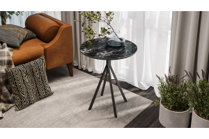 Стол журнальный ДП 1-04-14 Черный, Стекло Мрамор черный