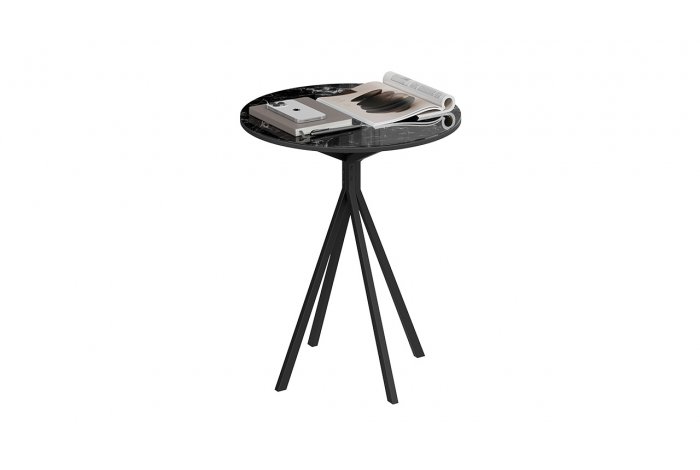 Стол журнальный ДП 1-04-14 Черный, Стекло Мрамор черный