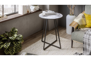 Стол журнальный ДП 1-04-15 Черный, Стекло Мрамор белый