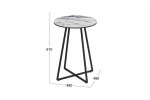 Стол журнальный ДП 1-04-15 Черный, Стекло Мрамор белый