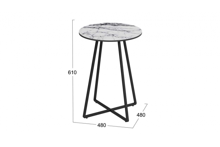 Стол журнальный ДП 1-04-15 Черный, Стекло Мрамор белый