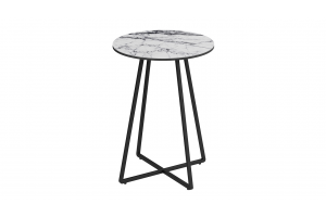 Стол журнальный ДП 1-04-15 Черный, Стекло Мрамор белый