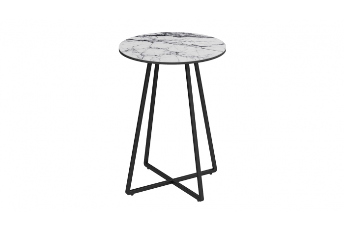 Стол журнальный ДП 1-04-15 Черный, Стекло Мрамор белый