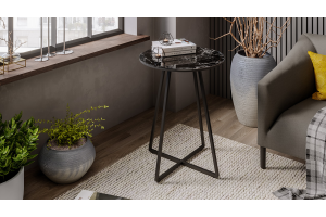 Стол журнальный ДП 1-04-15 Черный, Стекло Мрамор черный