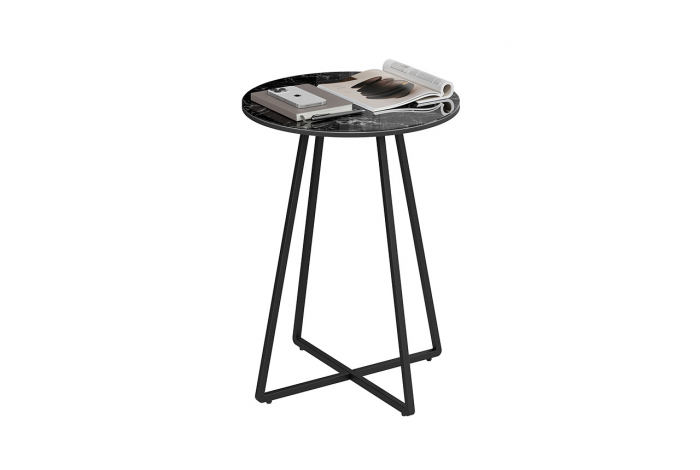 Стол журнальный ДП 1-04-15 Черный, Стекло Мрамор черный