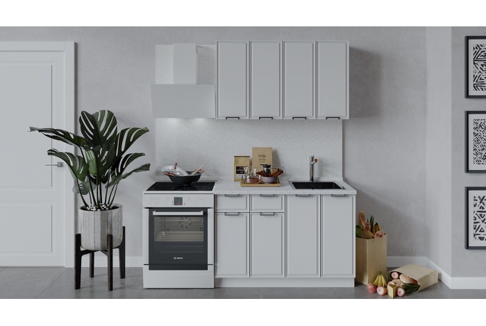 Кухонный гарнитур «Белладжио» длиной 120 см Белый, Фон белый