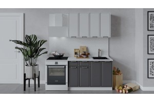 Кухонный гарнитур Белладжио длиной 120 см Белый, Фон белый, Софт графит