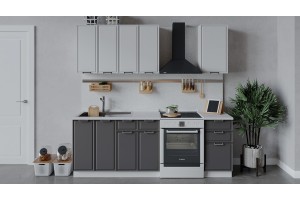 Кухонный гарнитур Белладжио длиной 160 см Белый, Фон белый, Софт графит