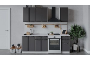 Кухонный гарнитур Белладжио длиной 160 см Белый, Софт графит