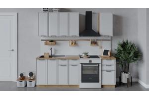 Кухонный гарнитур Белладжио длиной 160 см Дуб Крафт золотой, Фон белый