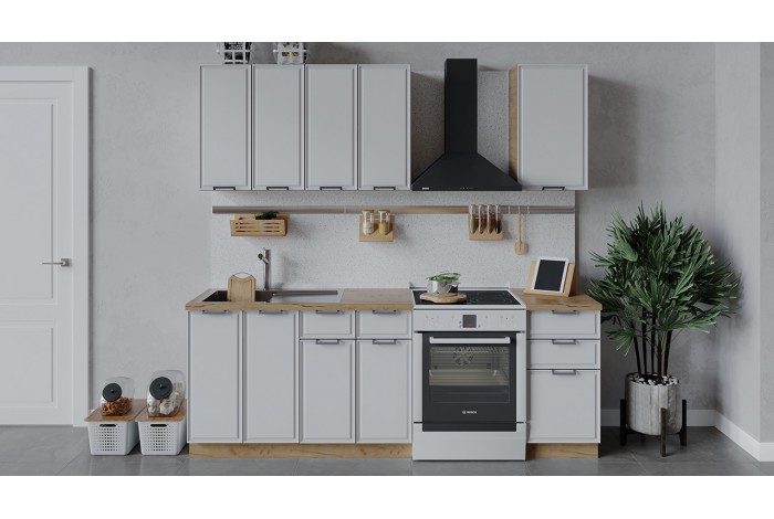 Кухонный гарнитур «Белладжио» длиной 160 см Дуб Крафт золотой, Фон белый