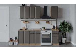 Кухонный гарнитур Белладжио длиной 160 см Дуб Крафт золотой, Софт капучино