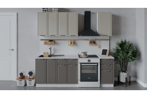 Кухонный гарнитур Белладжио длиной 160 см Белый, Софт панакота, Софт капучино