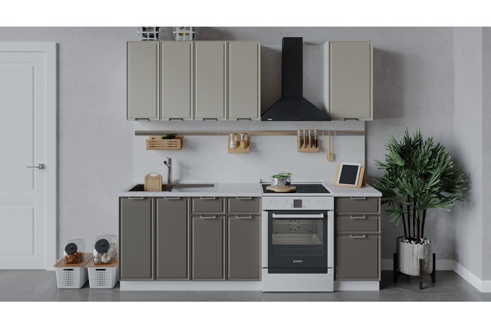 Кухонный гарнитур «Белладжио» длиной 160 см Белый, Софт панакота, Софт капучино